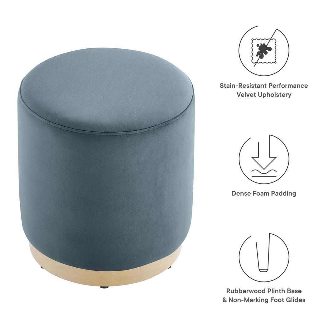 Thorne 16" Round Performance Velvet Upholstered Ottoman