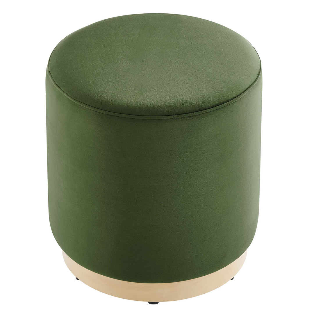 Thorne 16" Round Performance Velvet Upholstered Ottoman