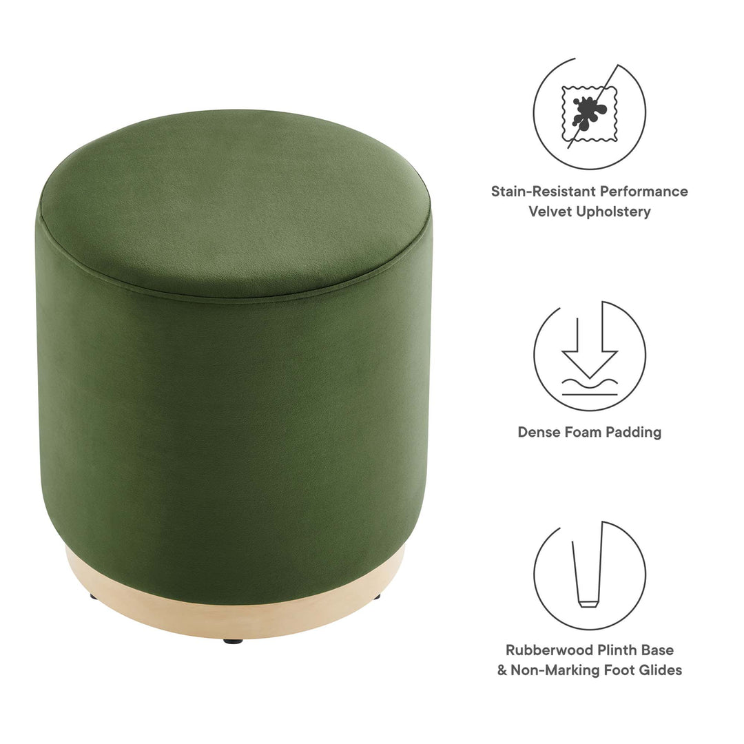 Thorne 16" Round Performance Velvet Upholstered Ottoman