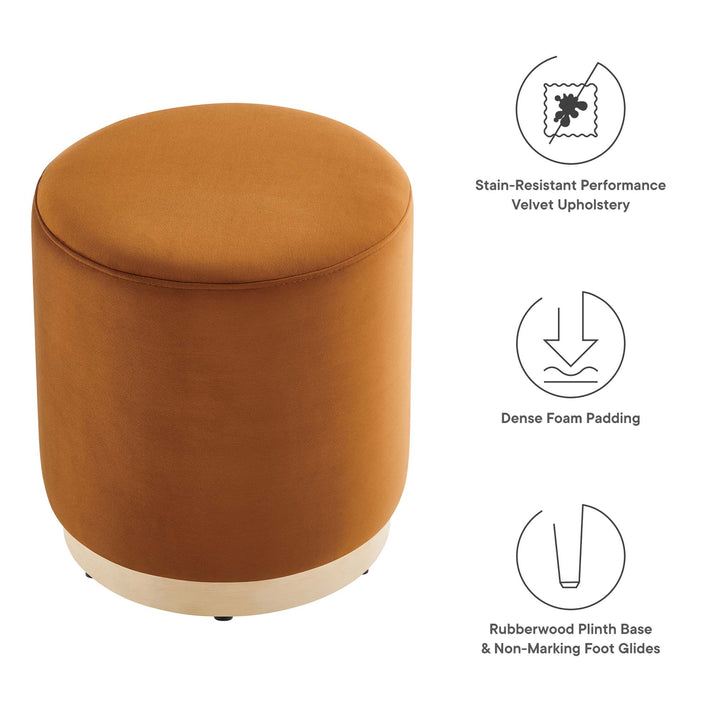 Thorne 16" Round Performance Velvet Upholstered Ottoman