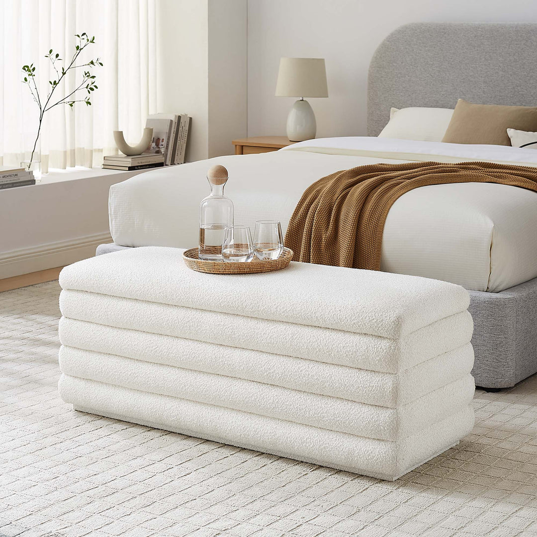 Milan Boucle Upholstered Storage Bench