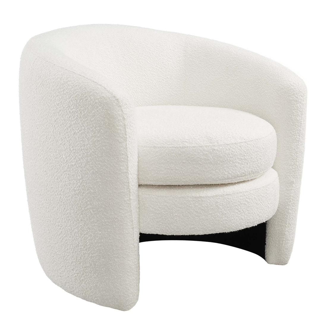 Attraction Upholstered Boucle Fabric Curved Back Armchair