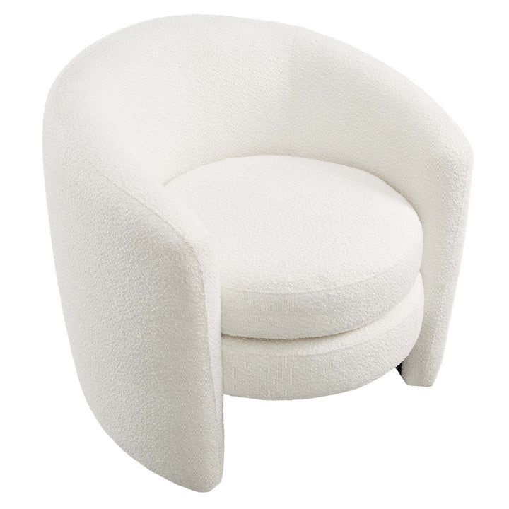 Attraction Upholstered Boucle Fabric Curved Back Armchair