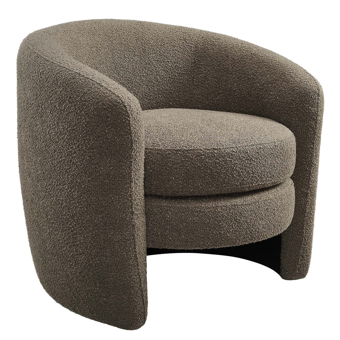 Attraction Upholstered Boucle Fabric Curved Back Armchair