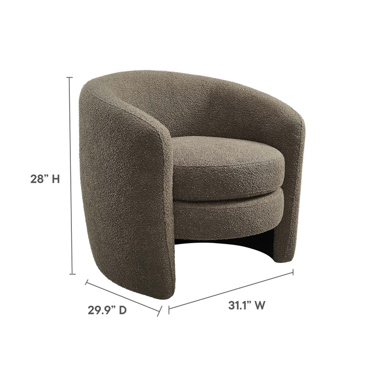 Attraction Upholstered Boucle Fabric Curved Back Armchair