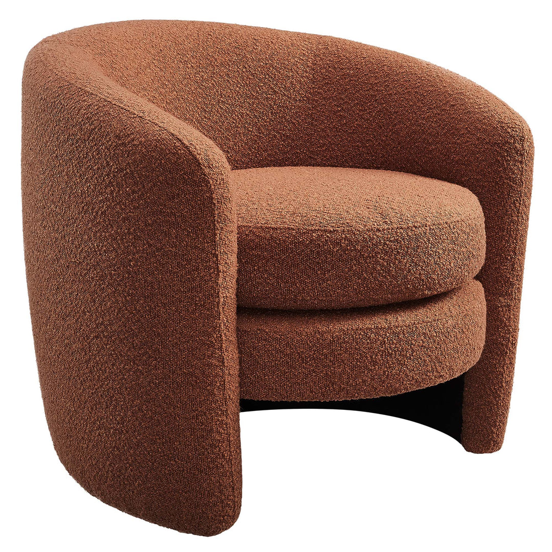 Attraction Upholstered Boucle Fabric Curved Back Armchair