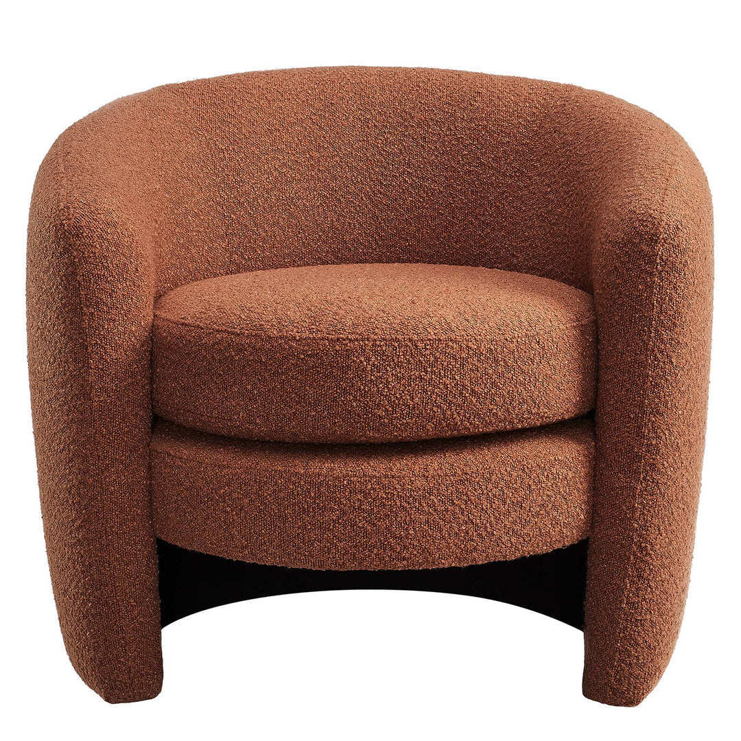 Attraction Upholstered Boucle Fabric Curved Back Armchair