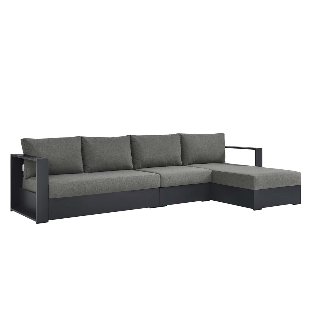 Tahoe 3-Piece Outdoor Patio Powder-Coated Aluminum Right-Facing Chaise Sofa Sectional Set