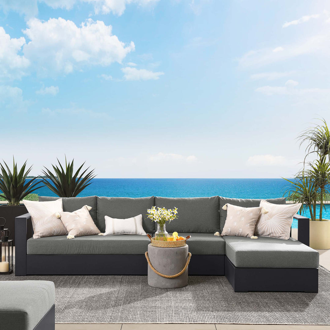 Tahoe 3-Piece Outdoor Patio Powder-Coated Aluminum Right-Facing Chaise Sofa Sectional Set