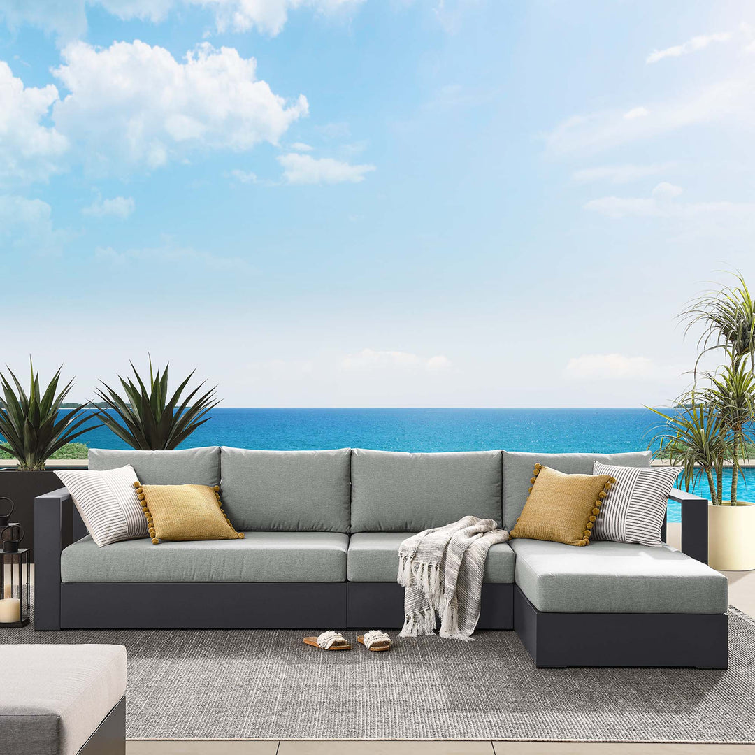 Tahoe 3-Piece Outdoor Patio Powder-Coated Aluminum Right-Facing Chaise Sofa Sectional Set