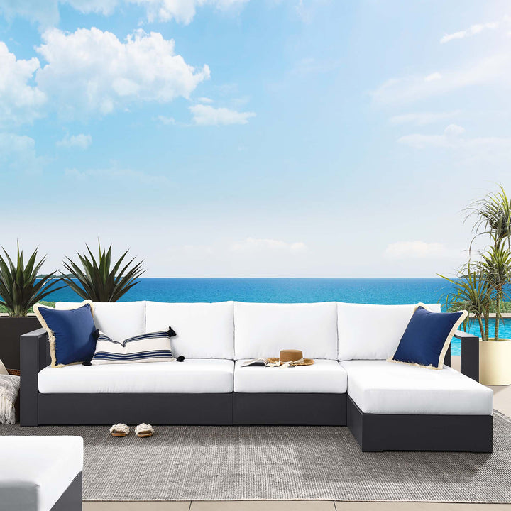 Tahoe 3-Piece Outdoor Patio Powder-Coated Aluminum Right-Facing Chaise Sofa Sectional Set