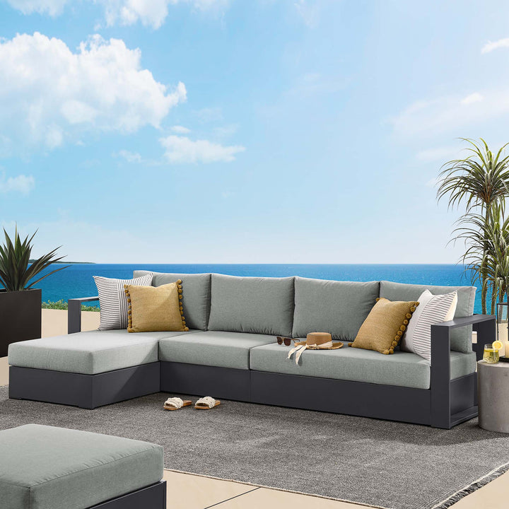 Tahoe 3-Piece Outdoor Patio Powder-Coated Aluminum Left-Facing Chaise Sofa Collection