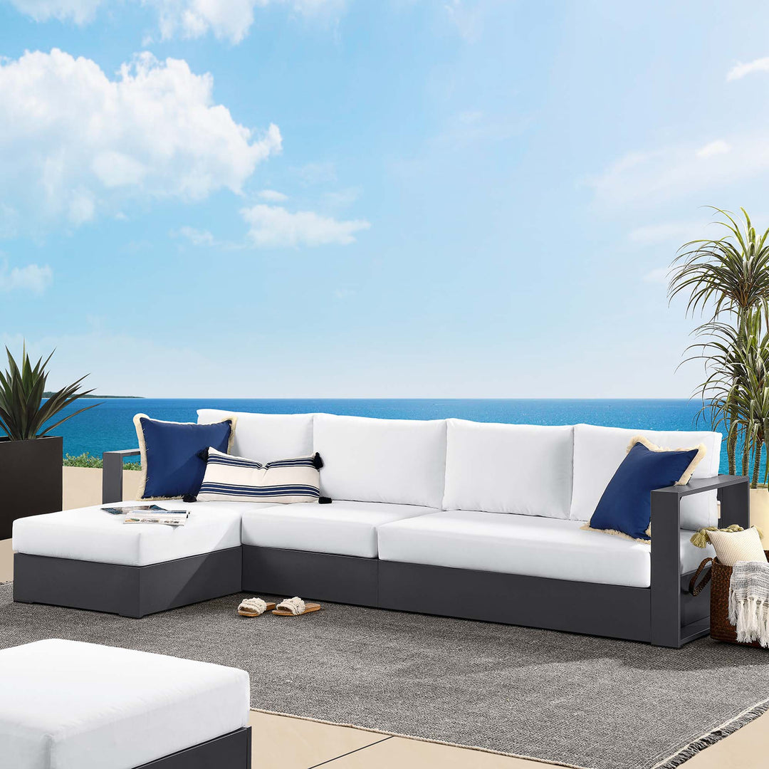 Tahoe 3-Piece Outdoor Patio Powder-Coated Aluminum Left-Facing Chaise Sofa Collection