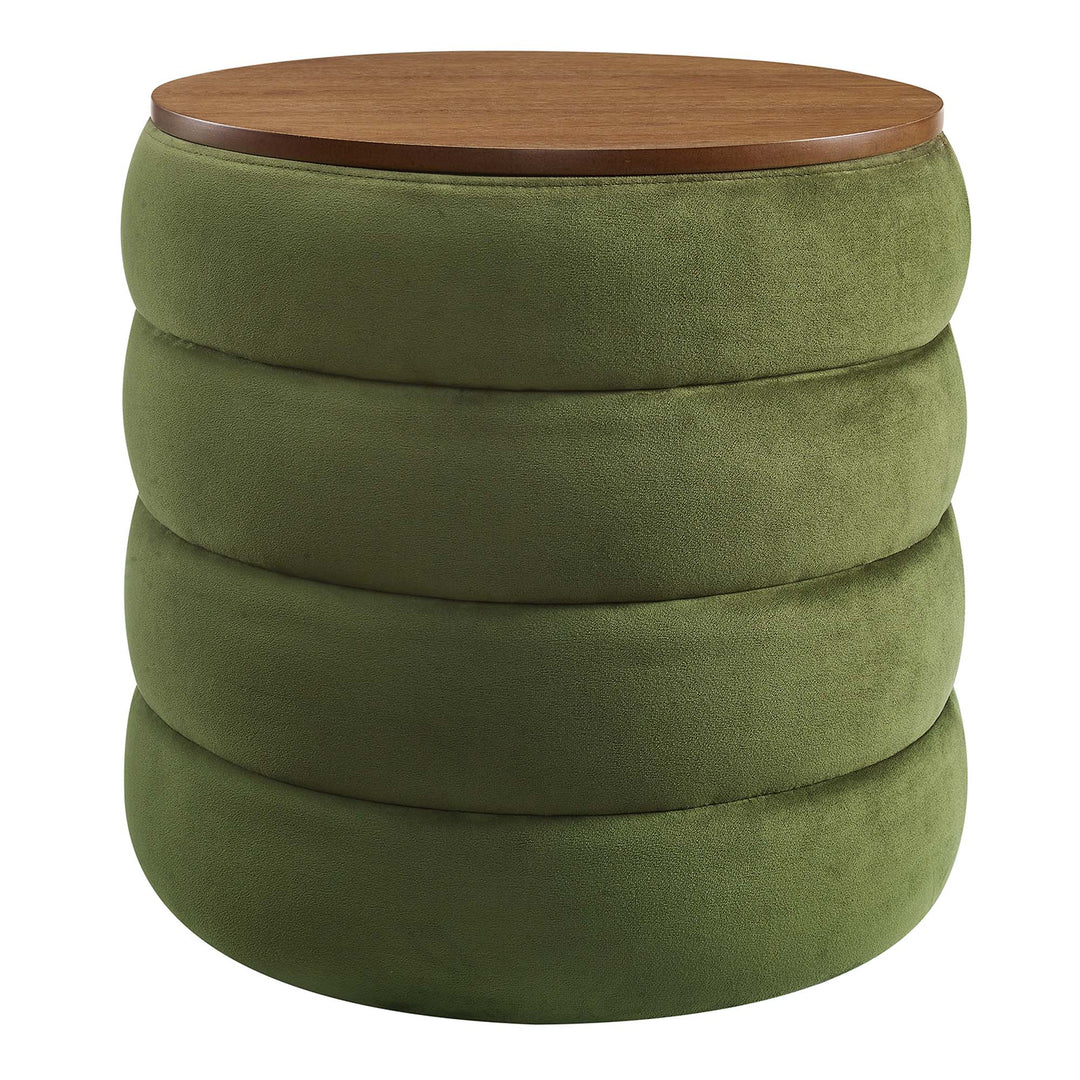 Majestic Round Plush Velvet Storage Ottoman