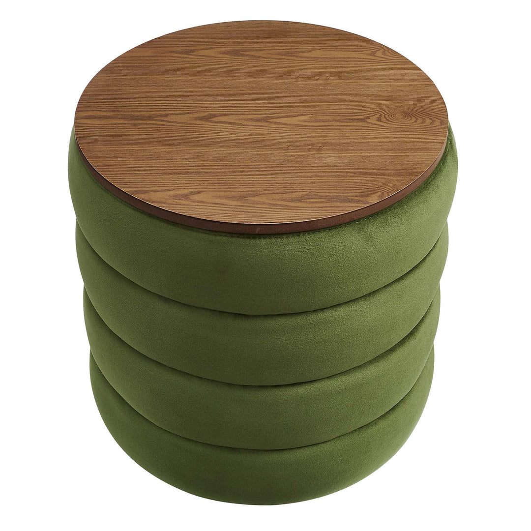 Majestic Round Plush Velvet Storage Ottoman