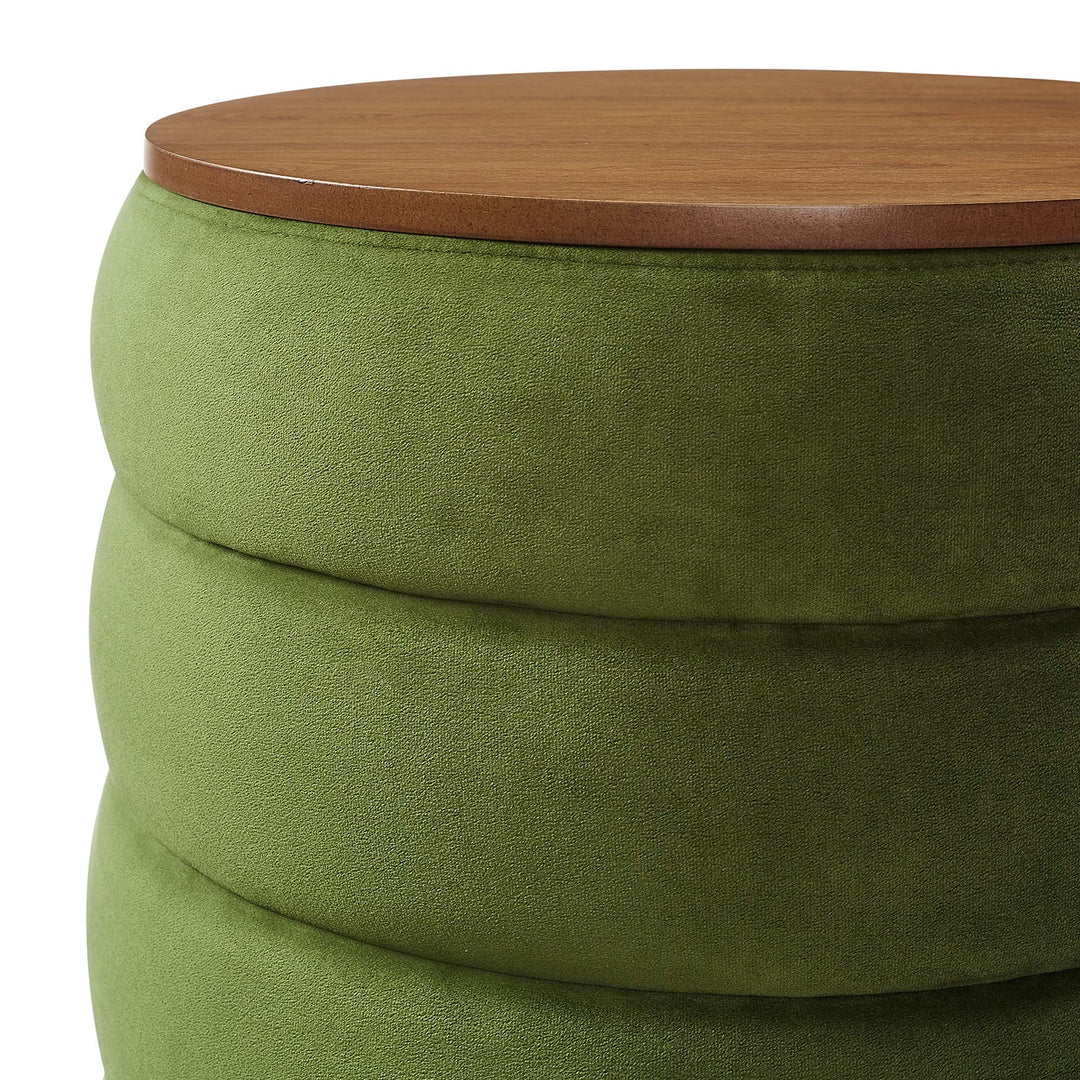 Majestic Round Plush Velvet Storage Ottoman