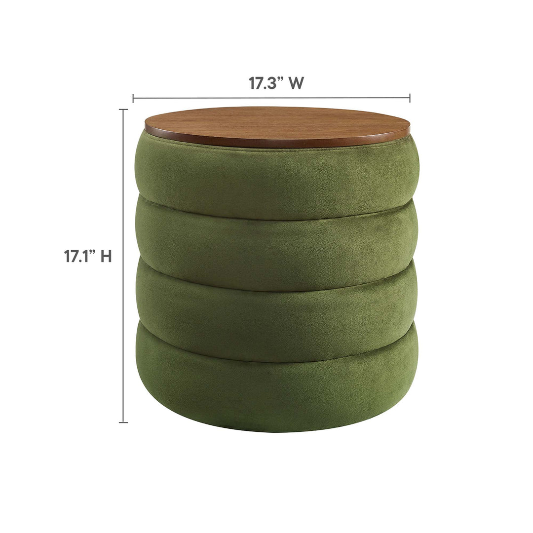 Majestic Round Plush Velvet Storage Ottoman