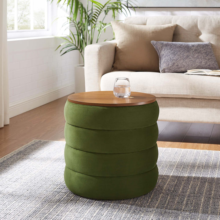 Majestic Round Plush Velvet Storage Ottoman