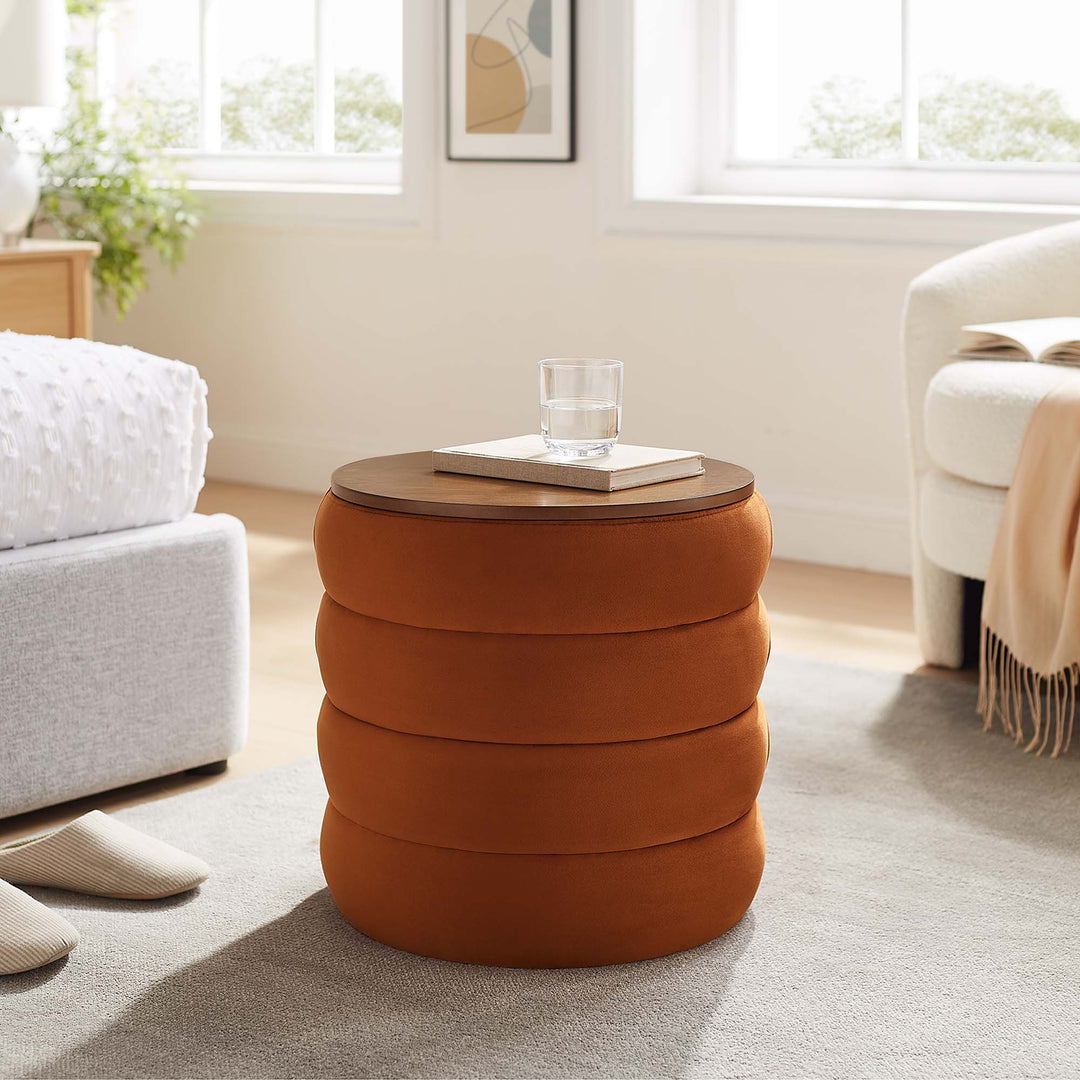 Majestic Round Plush Velvet Storage Ottoman