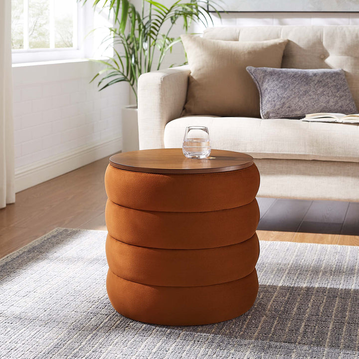 Majestic Round Plush Velvet Storage Ottoman