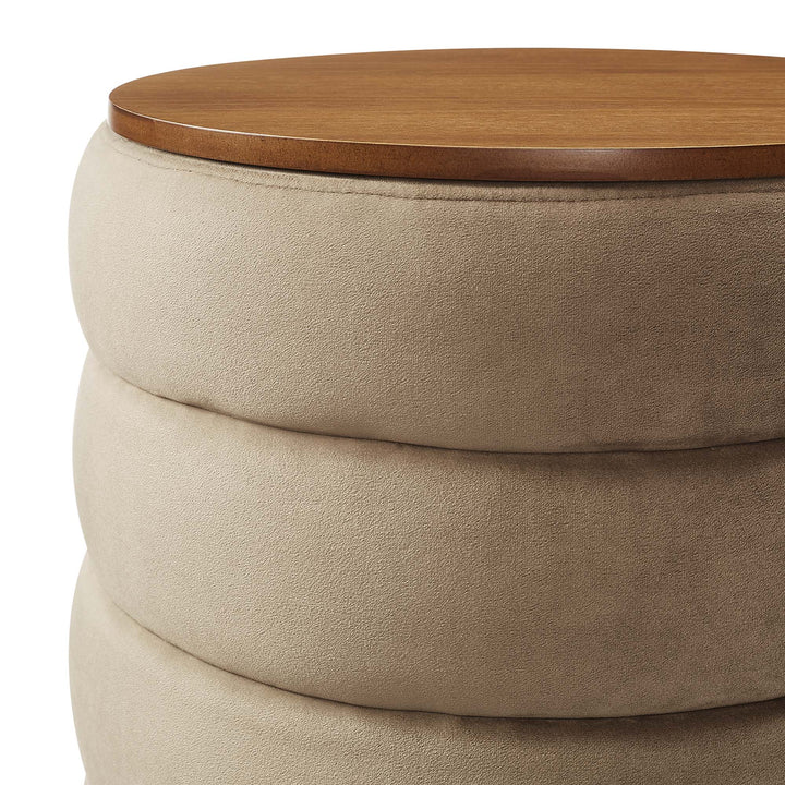 Majestic Round Plush Velvet Storage Ottoman