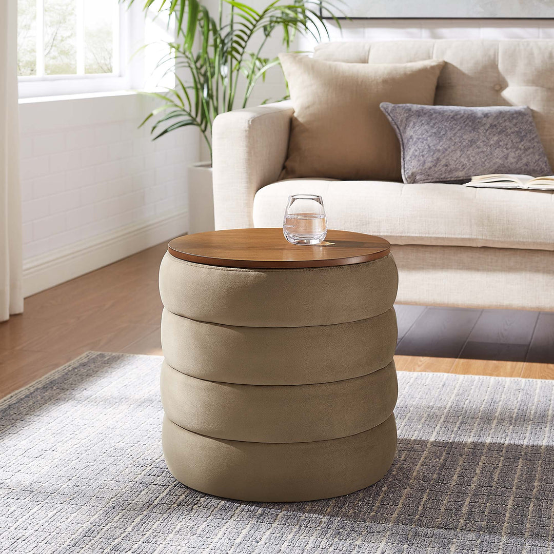 Majestic Round Plush Velvet Storage Ottoman