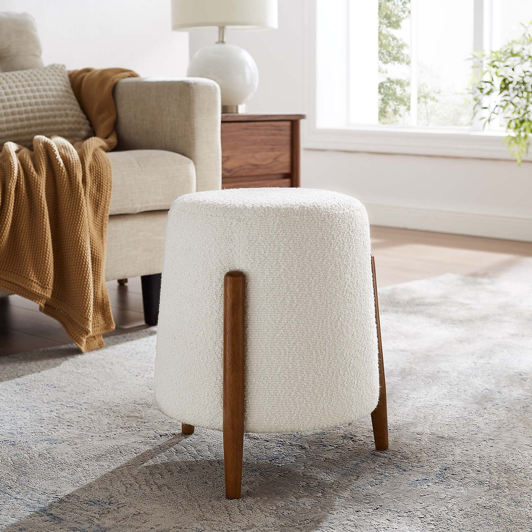 Rhea Upholstered Boucle Fabric Ottoman