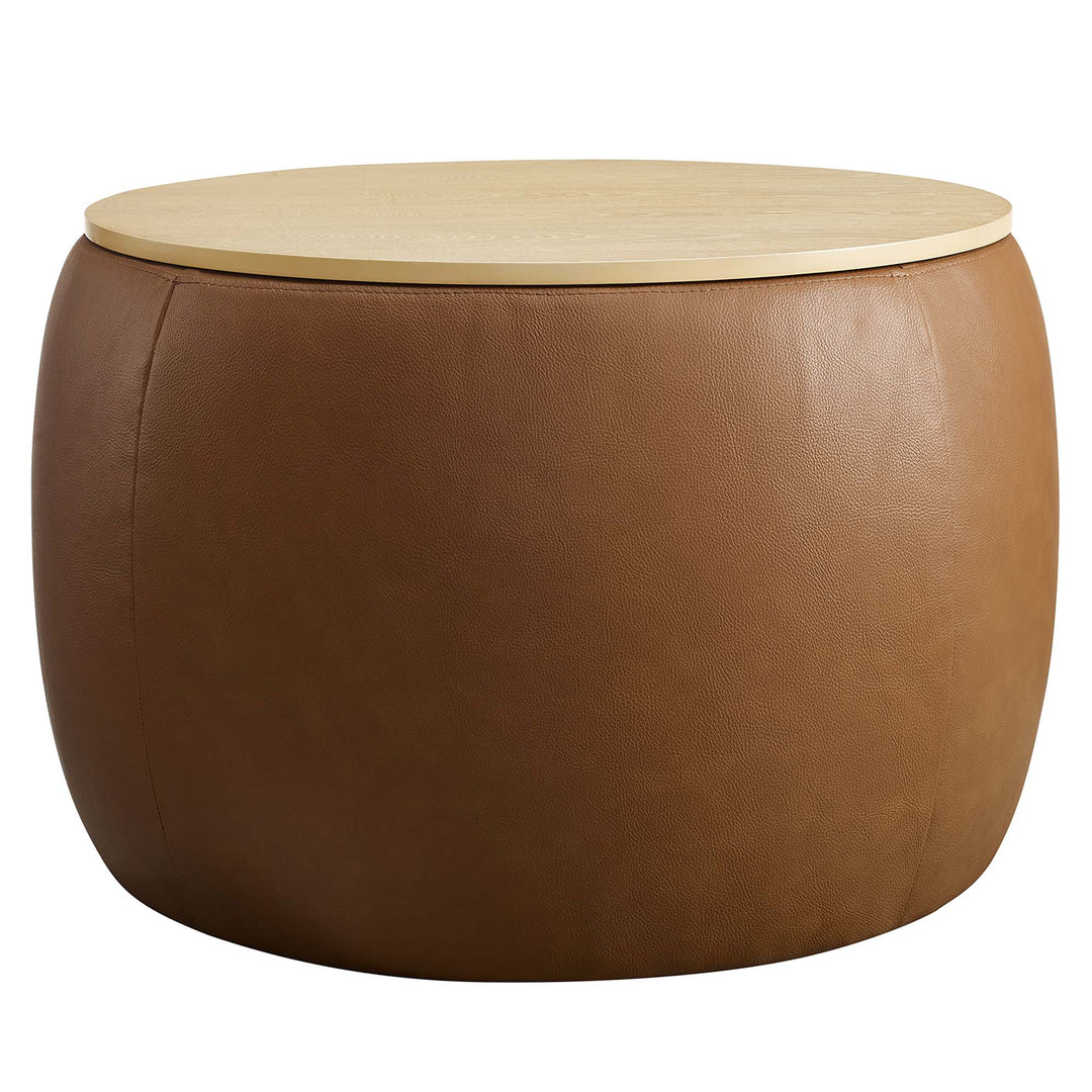 Pomona Plush Vegan Leather Storage Pouf