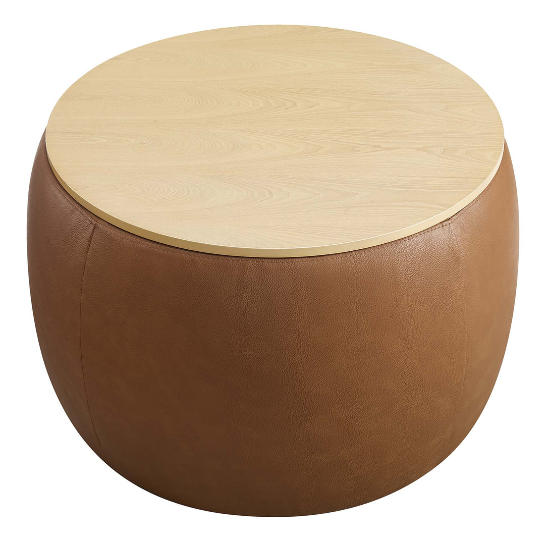 Pomona Plush Vegan Leather Storage Pouf