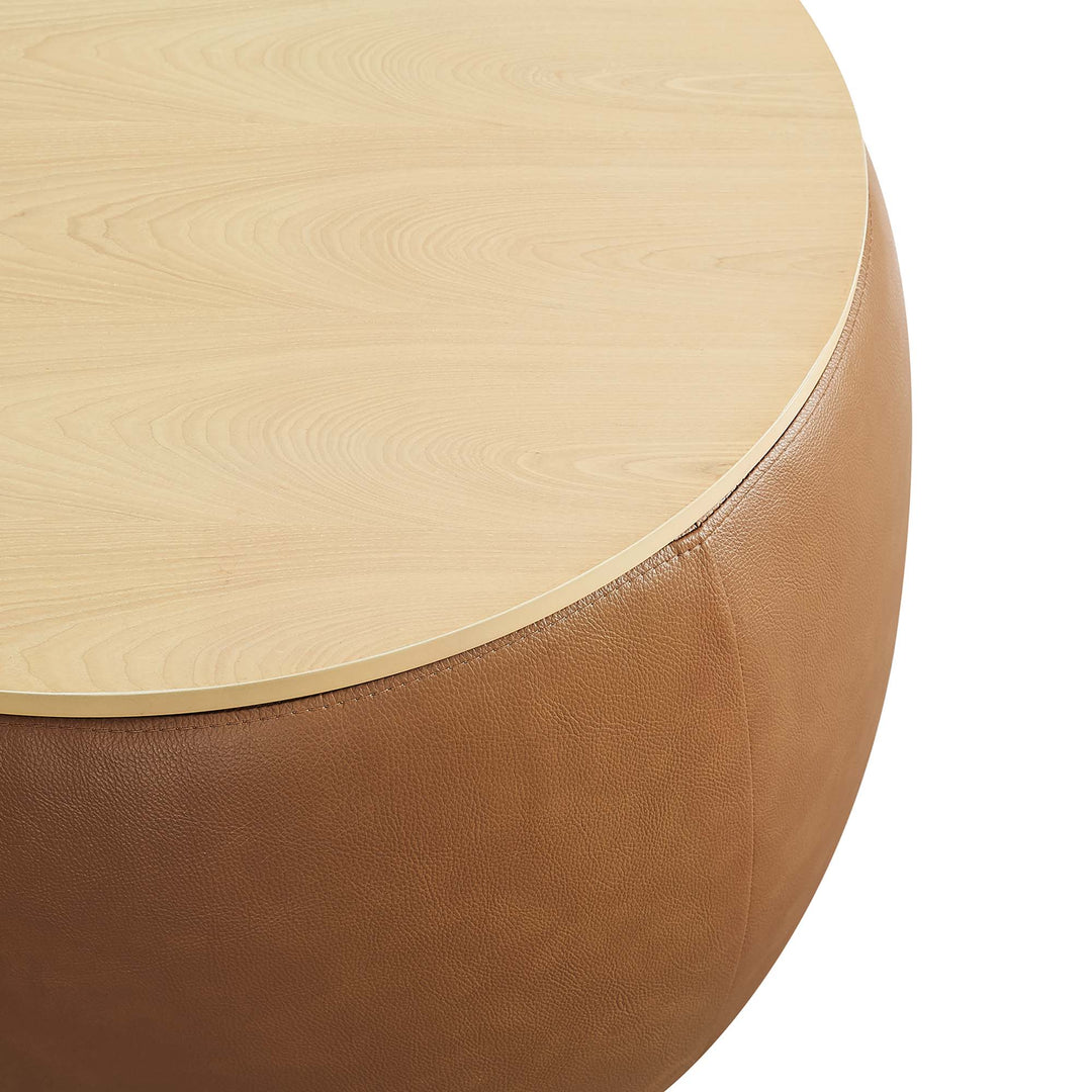 Pomona Plush Vegan Leather Storage Pouf