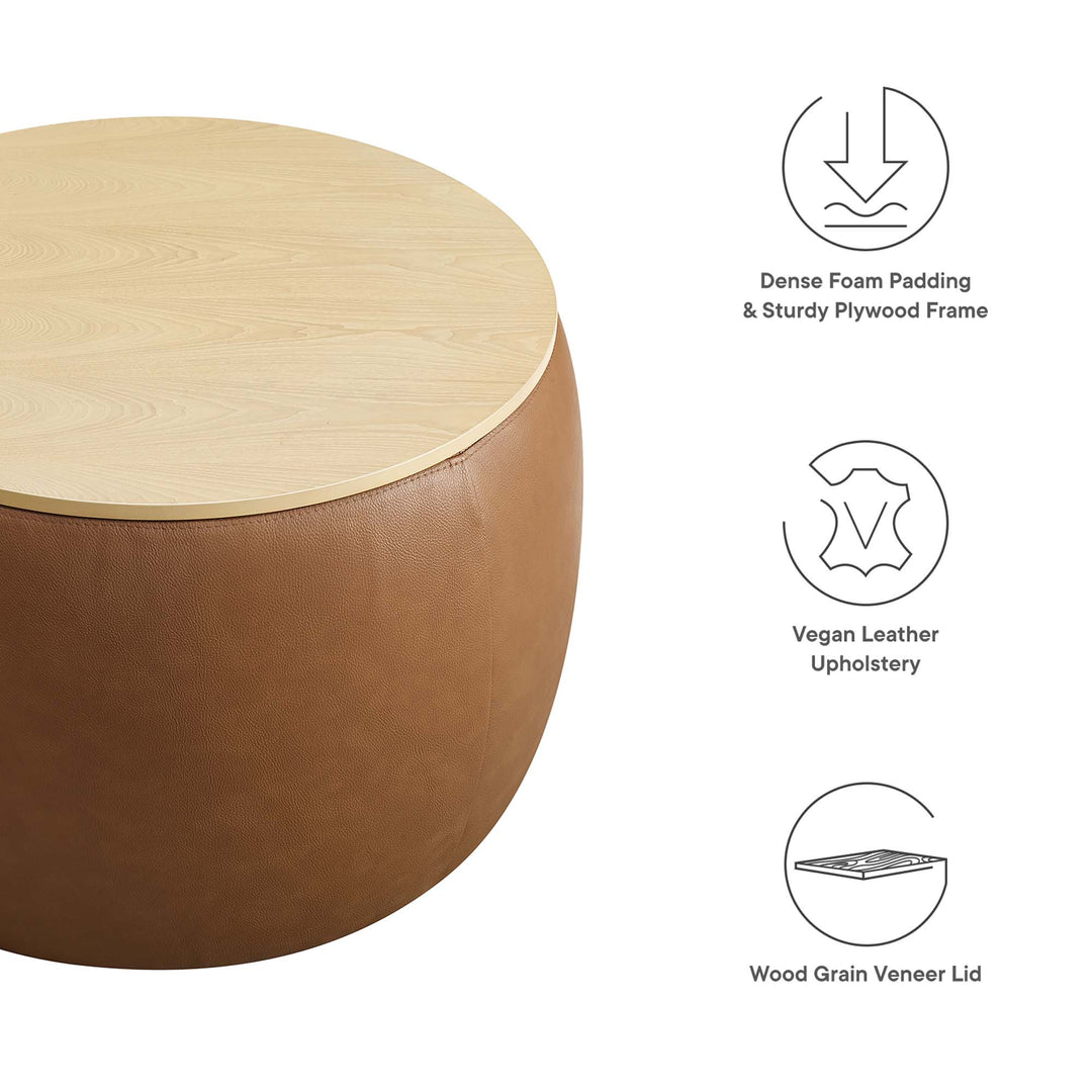 Pomona Plush Vegan Leather Storage Pouf