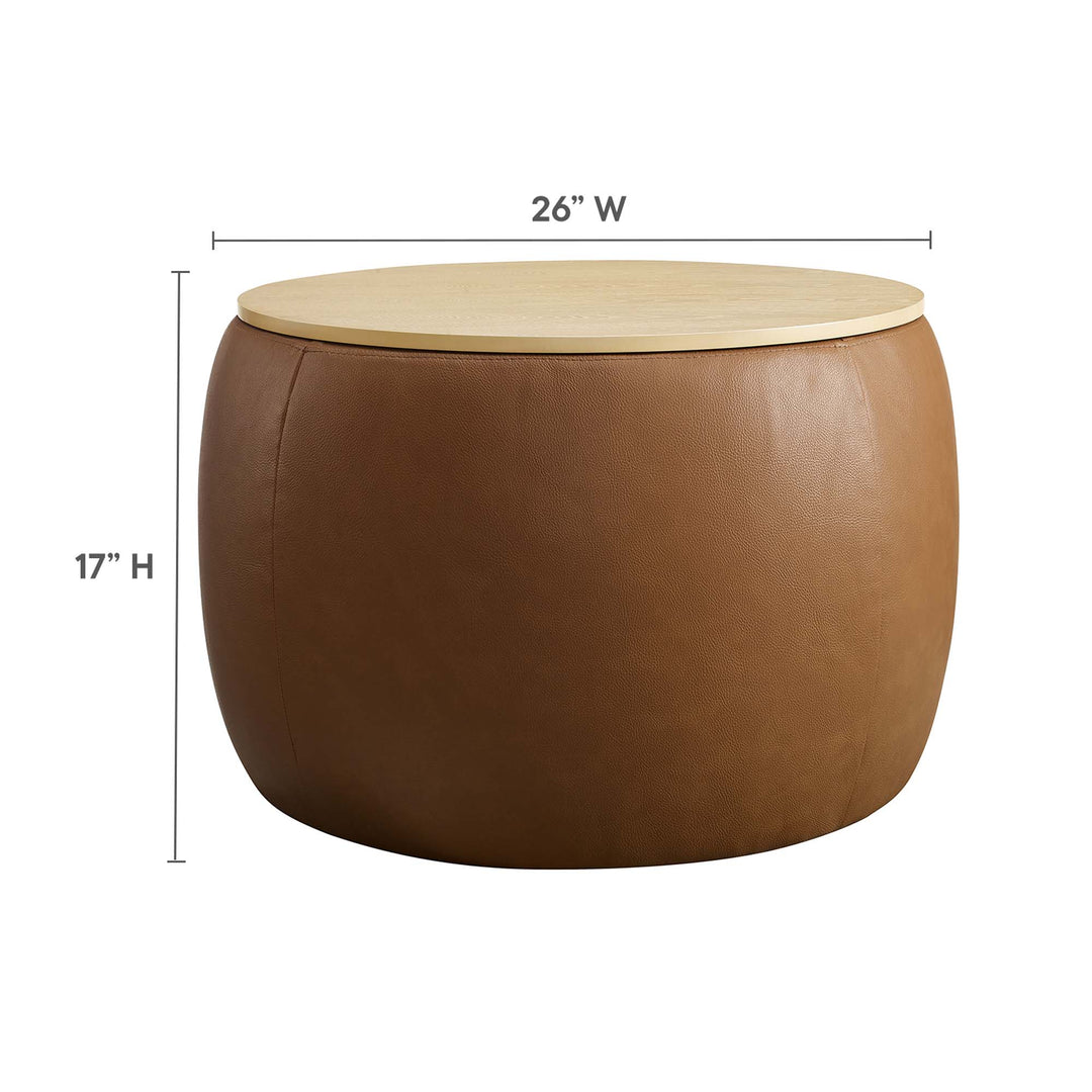 Pomona Plush Vegan Leather Storage Pouf