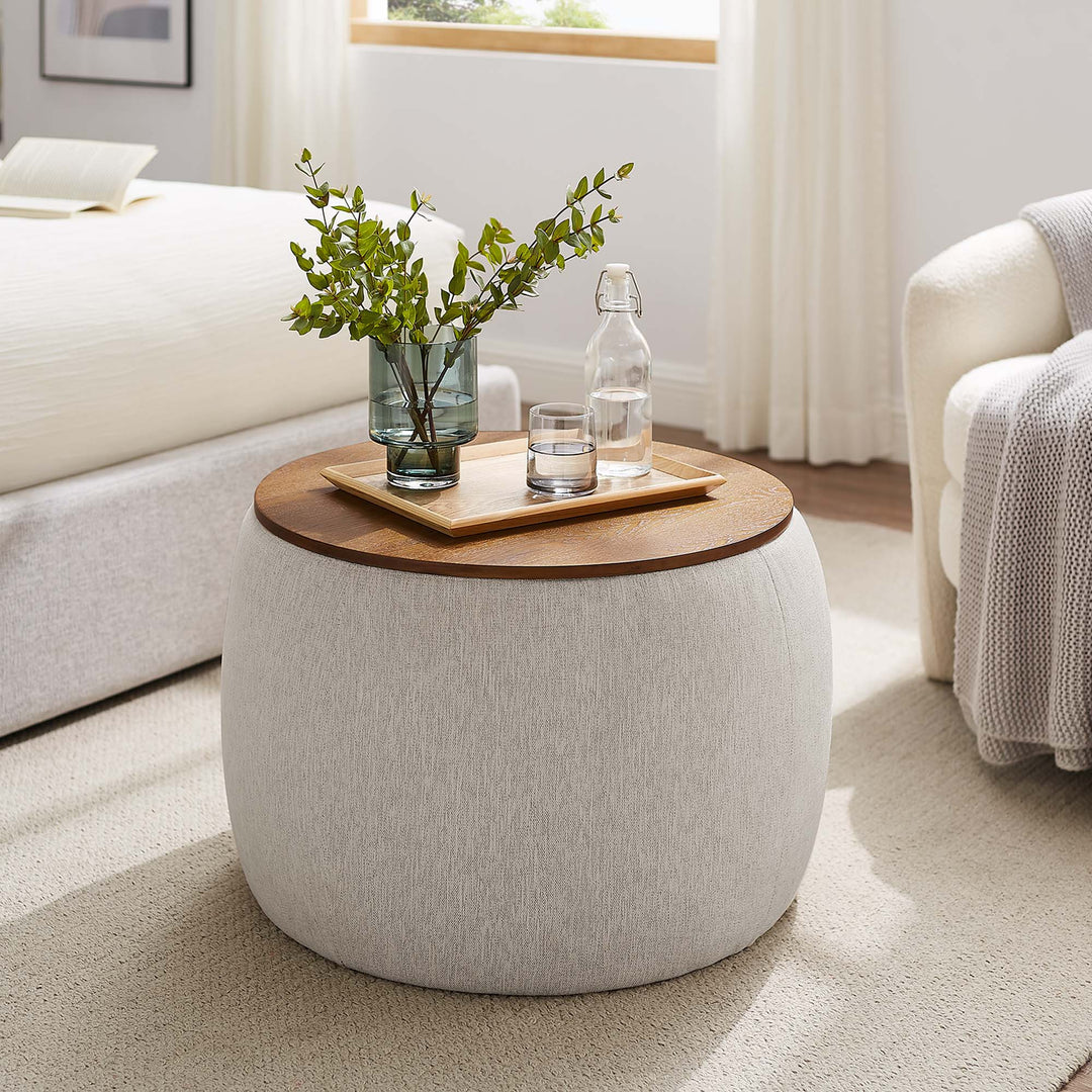 Piper Woven Heathered Fabric Upholstered Storage Ottoman