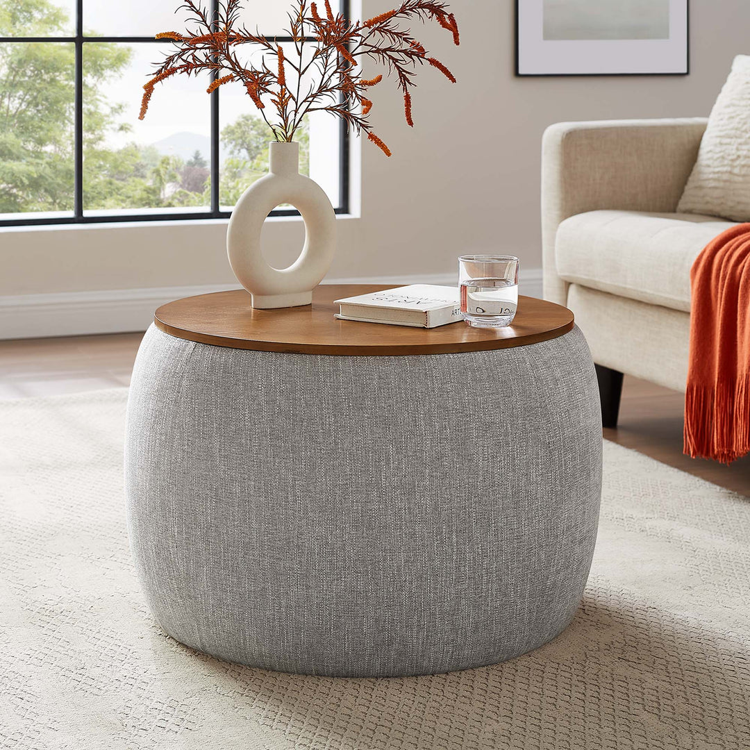 Piper Woven Heathered Fabric Upholstered Storage Ottoman