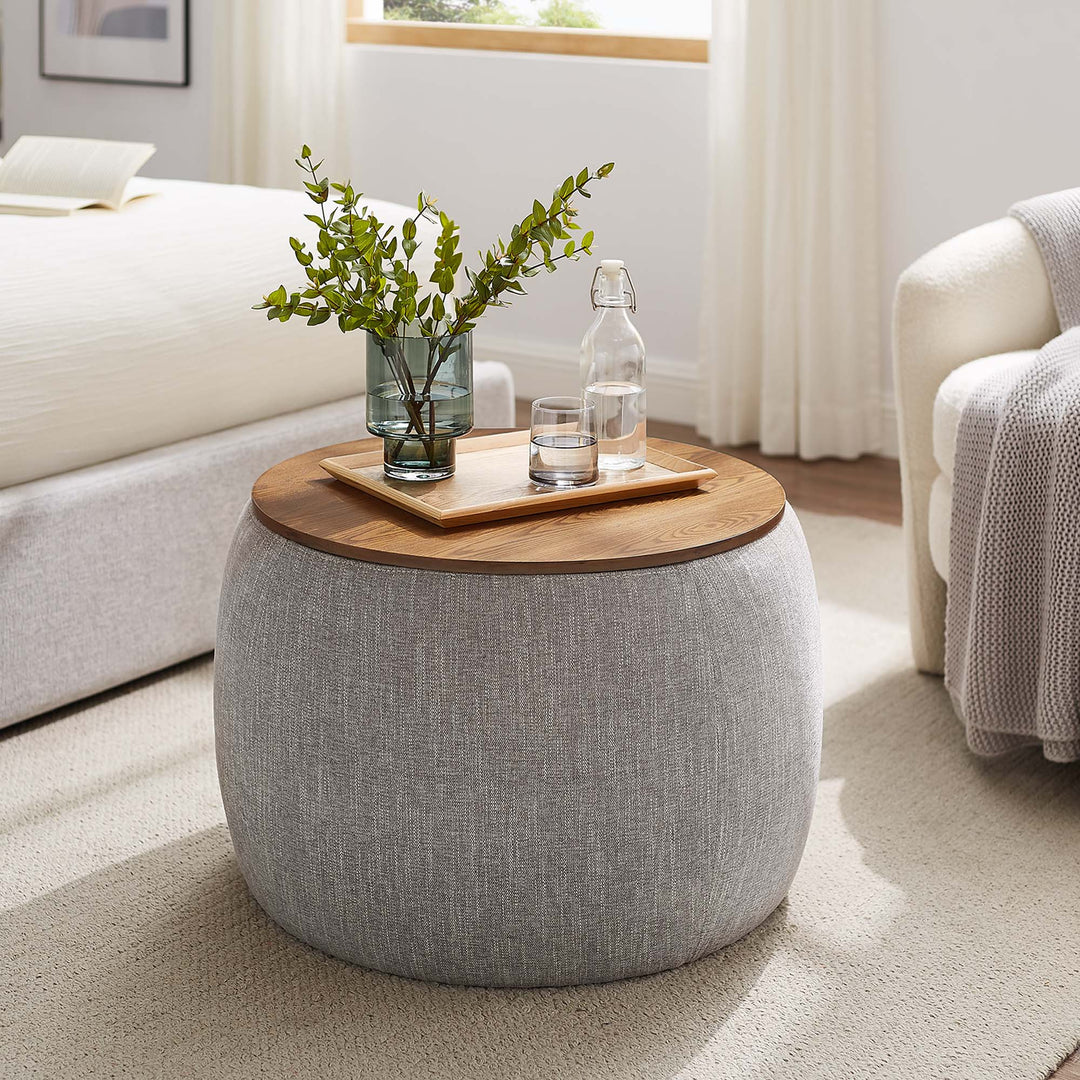 Piper Woven Heathered Fabric Upholstered Storage Ottoman