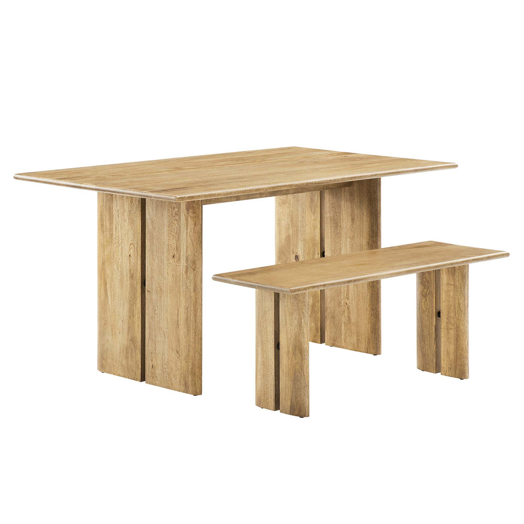 Amelia 60" Wood Dining Table and Bench Set