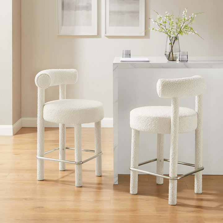 Toulouse Textured Textile Counter Stool Set of 2