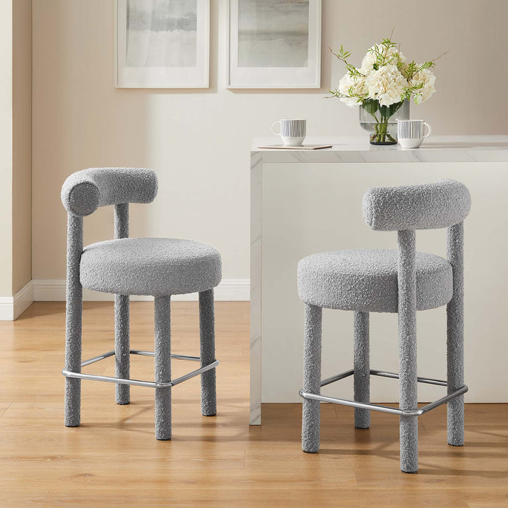 Toulouse Textured Textile Counter Stool Set of 2