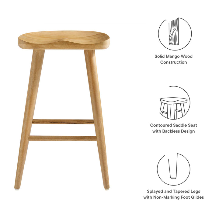 Sonora Backless Wood Counter Stools Set of 2