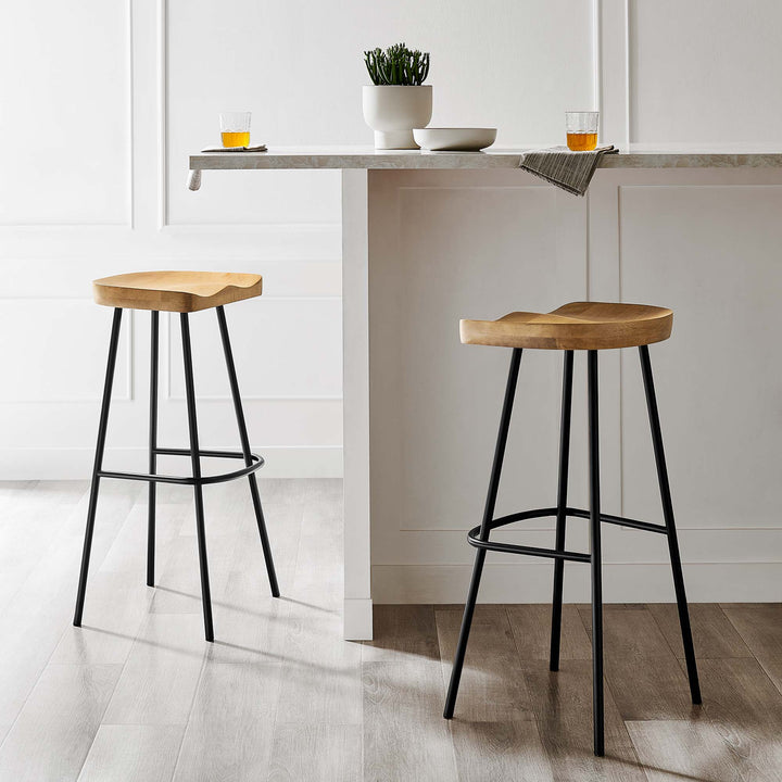 Camden Backless Wood Bar Stools Set of 2