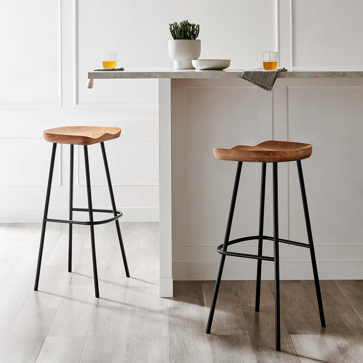 Camden Backless Wood Bar Stools Set of 2