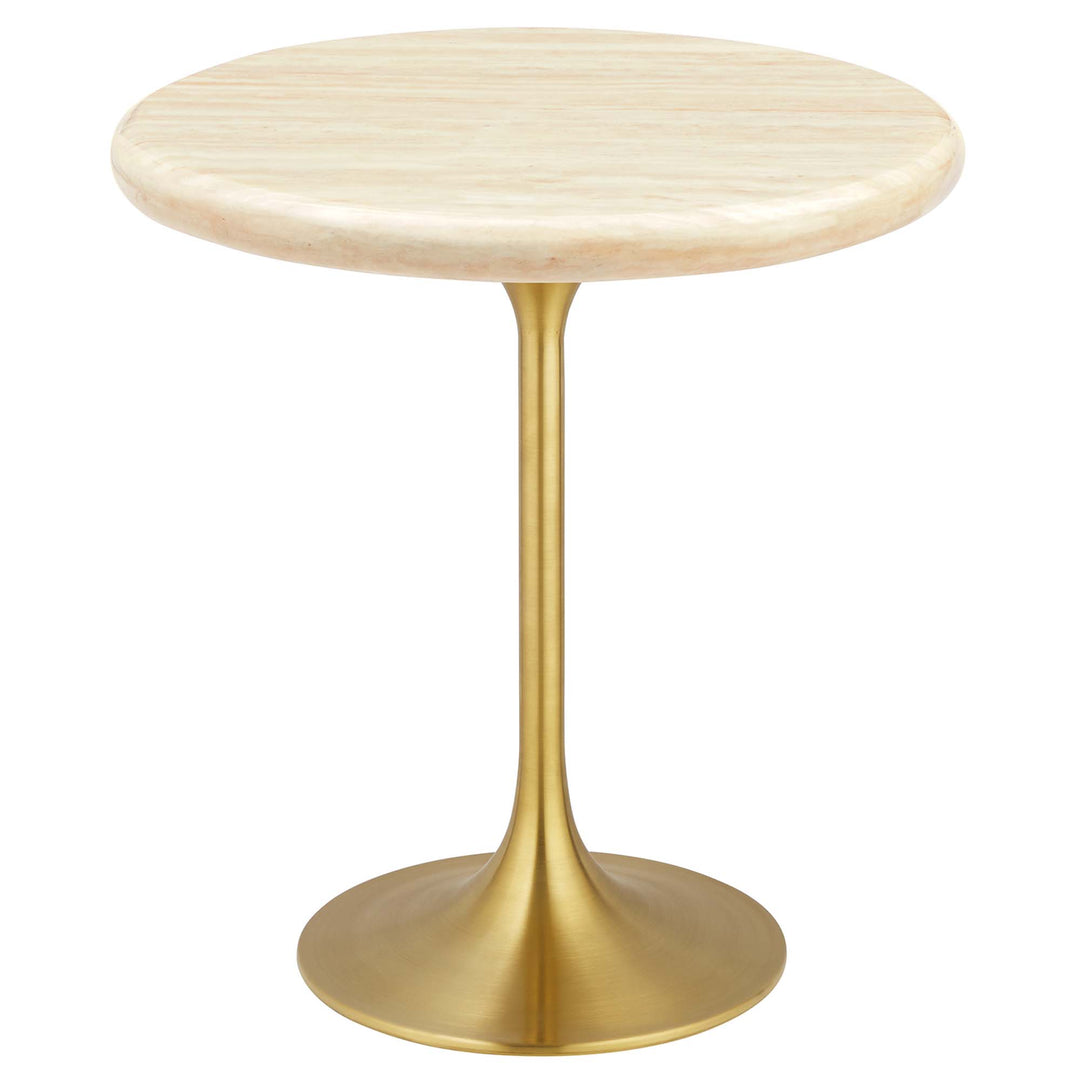 Lorin 20" Round Faux Travertine Side Table