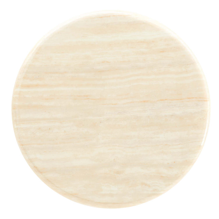 Lorin 20" Round Faux Travertine Side Table