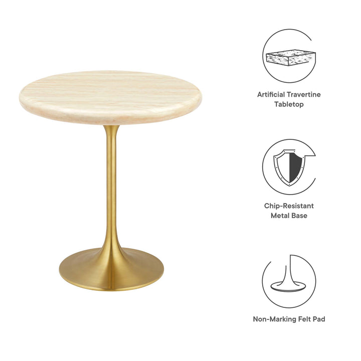 Lorin 20" Round Faux Travertine Side Table