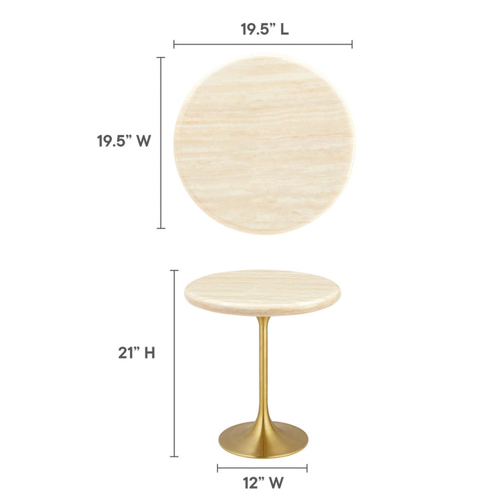 Lorin 20" Round Faux Travertine Side Table