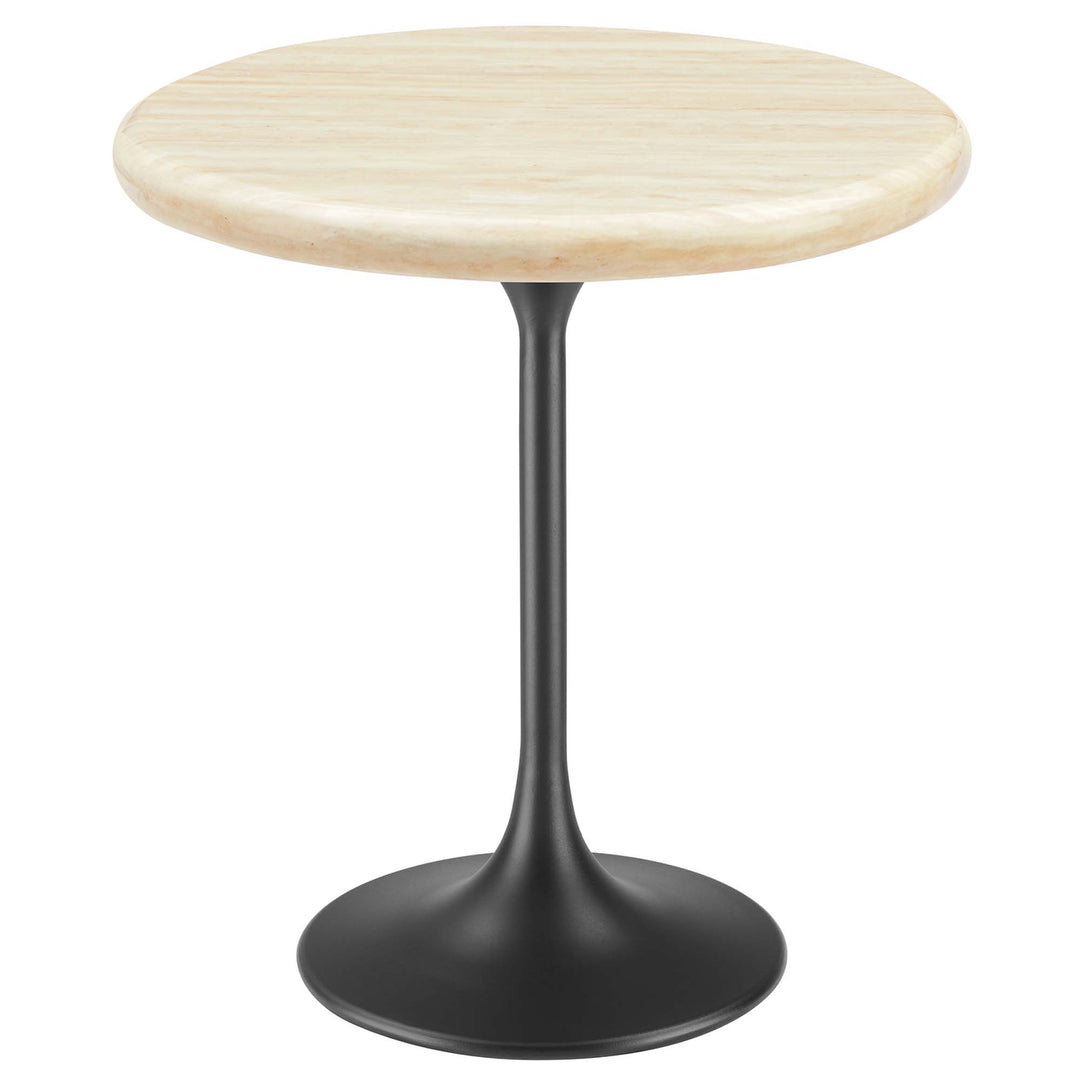 Lyndon 20" Round Faux Travertine Side Table