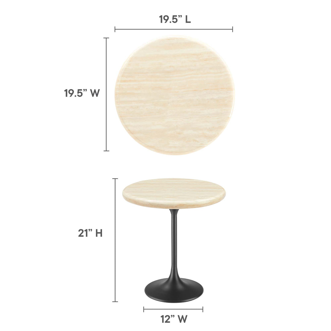 Lyndon 20" Round Faux Travertine Side Table