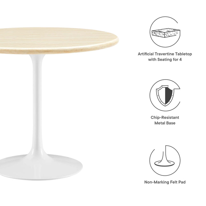 Luxe 36" Round Replica Travertine Dining Table