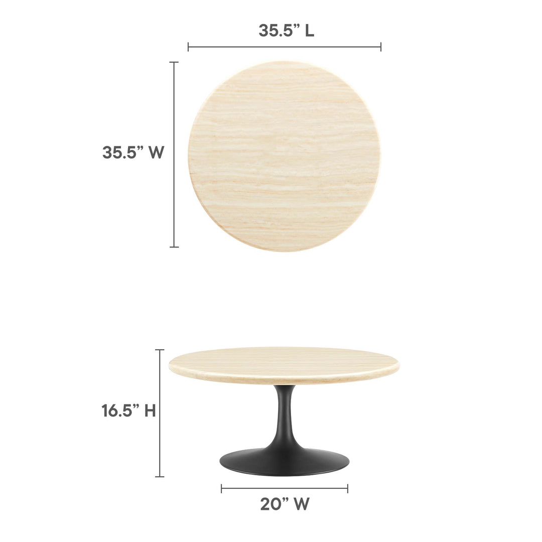 Lippa 36” Round Replica Travertine Coffee Table