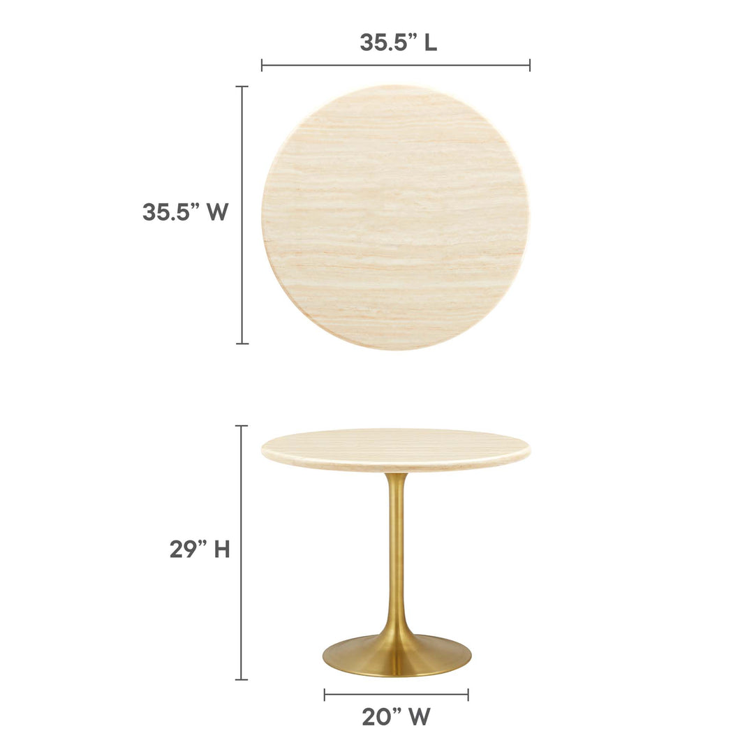 Luna 36" Round Faux Travertine Dining Table